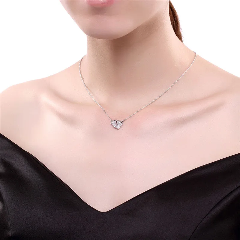 DODO Unique Small Footprints Inlaid Australian Crystal Necklaces & Pendants 925 Sterling Silver Link Chain Fashion Jewelry SN50 (9)
