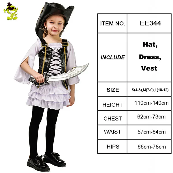 Роскошные пиратские костюмы для девочек; детское черно-белое пиратское платье; рождественские карнавальные костюмы для выступлений