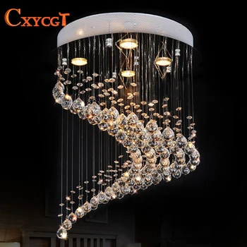

New Modern spiral design flush mount K9 crystal lighting chandelier lustre cristal home lights Dia50*H55cm
