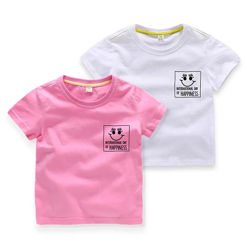 

Casual Summer Kids Tees Cotton Baby Boys T-Shirts Smile Face Print For Age 1-8 Years Old