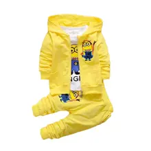 Коллекция года, комплект одежды для мальчиков, хлопковые комплекты одежды с миньонами Спортивный костюм унисекс комплект из 3 предметов, куртка+ футболка+ штаны Одежда для маленьких мальчиков и девочек