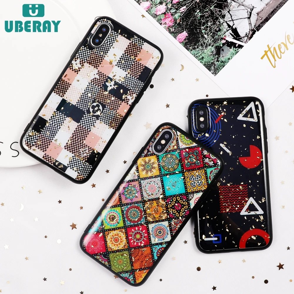 Чехол UBERAY для iPhone XS Max XR X 6 6S 7 8 Plus золотой порошок винтажный Леопардовый принт