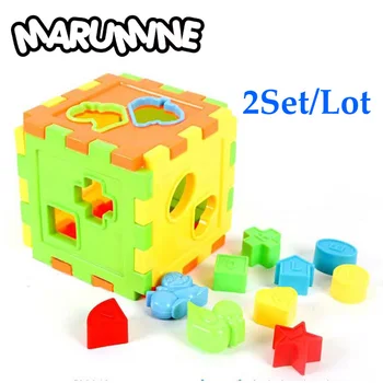 

2Set Educational Cube Bricks Animal Geometric Shape Matching Blocks Sorting Box Plastic Baby Intelligence Toy Building Blocks