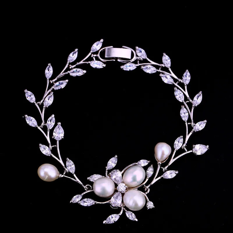 

Wedding Bridal Pearl Bracelets For Women New Fashion Pretty Fresh Water Bracelets With Pure For Girl