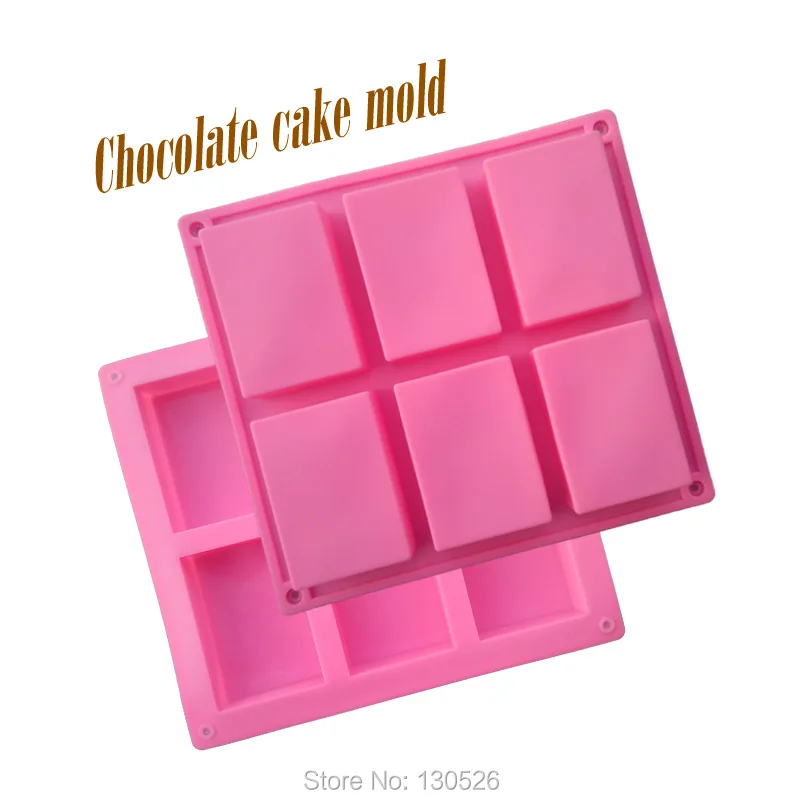 6 Cavities Handmade Rectangle Square Silicone Soap Mold Chocolate Cookies Mould