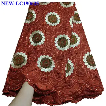 

High Quality Swiss Voile Lace Fabric 5 yards 2019 African Swiss Voile Lace Fabric Hot sale Wine Red Nigerian 100% cotton XFT-04