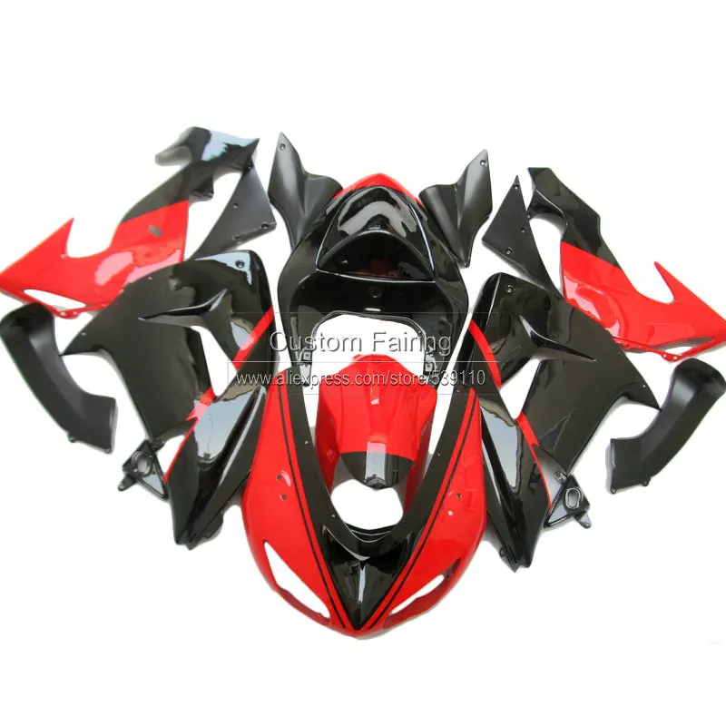 

Glossy Custom Fairing kit for Kawasaki ZX 10R 2006 07 red 2007 06 Ninja zx - 10r black fairing TP62