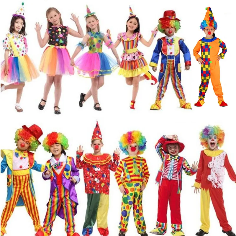

Free Shipping Clown Costumes Kids Children Circus Clown Costume Cosplay for Boys Girls Party Dress Up Halloween Christmas