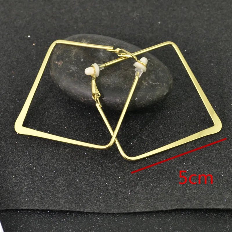 

Clip on Earrings female with cushion pad without piercing New gold Big Square shape earrings for women Fashion jewelry wholesale
