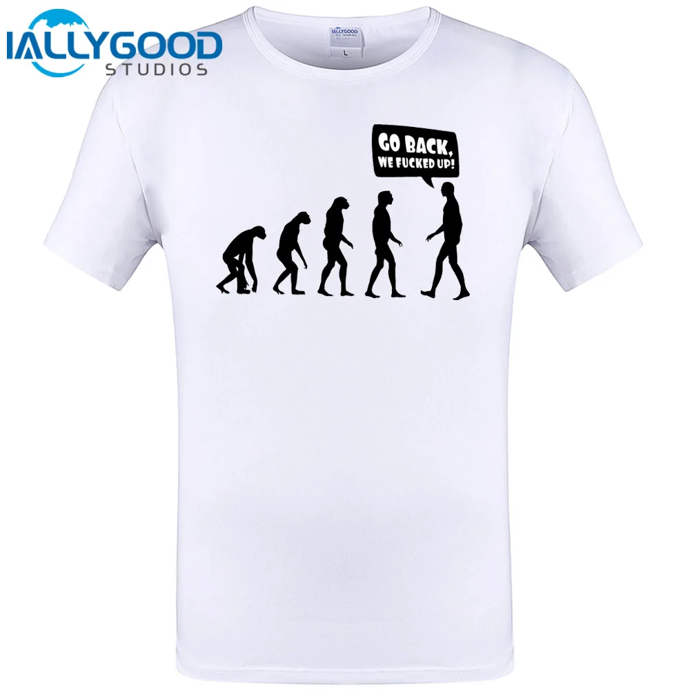 Human evolution Go back We fucked up Cool Design Men Funny T Shirt