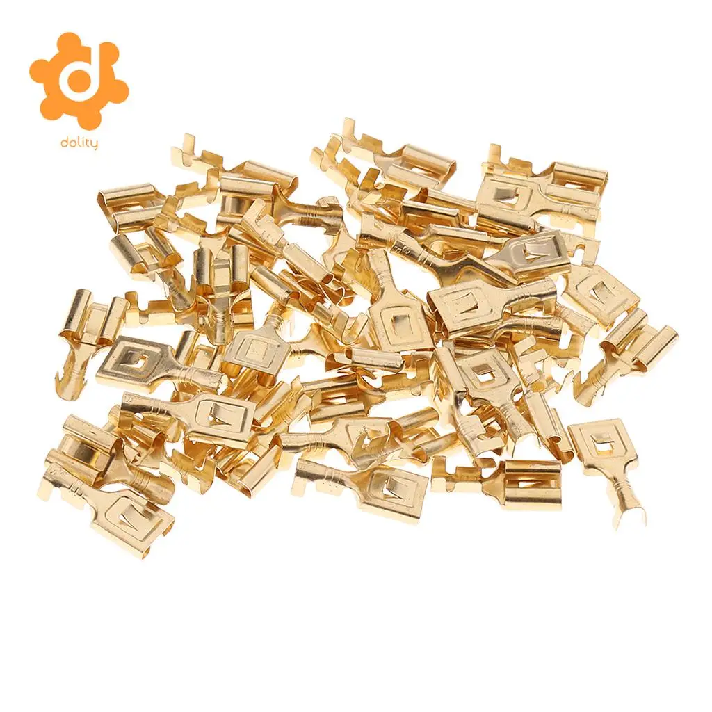 50 Pieces Brass Crimp Terminal Cable Locking Female Spade Connector 7.8mm