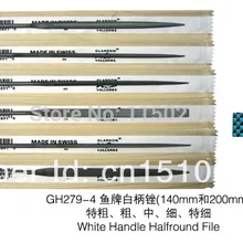 140 мм, 12 шт./набор, GH279-4, белая полукруглая ручка, набор напильников, ювелирные изделия, ювелирные изделия, гравировка, чистящие напильники