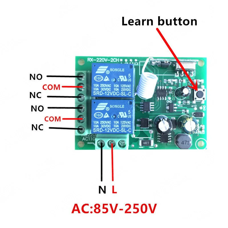 433Mhz Universal Wireless Remote Control RF Switch AC 220V Control Relay Receiver and Shell for gate opener 433Mhz Universal Wireless Remote Control RF Switch AC 220V Control Relay Receiver and Shell for gate opener