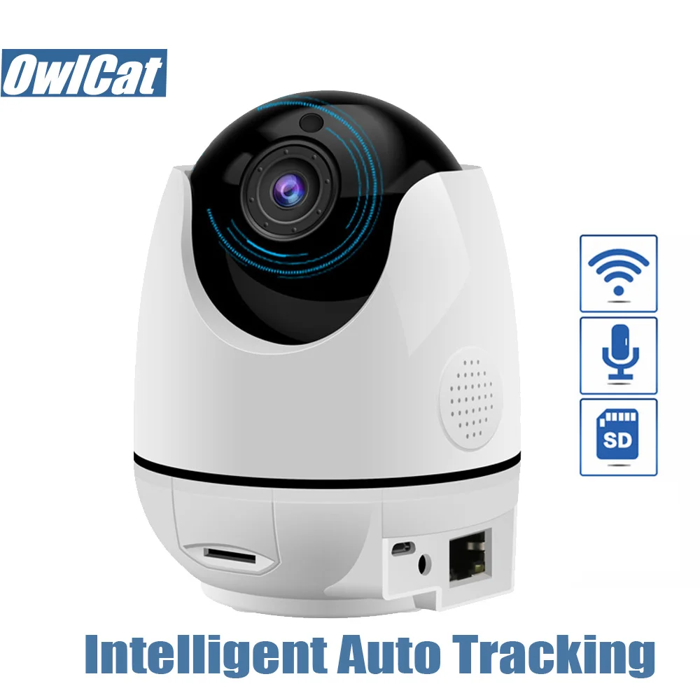 

OwlCat Hd 1080P Indoor IP Camera Wifi Smart Intelligent Human Body Auto Tracking Home Baby Monitor Audio Two Way Talk IR SD card