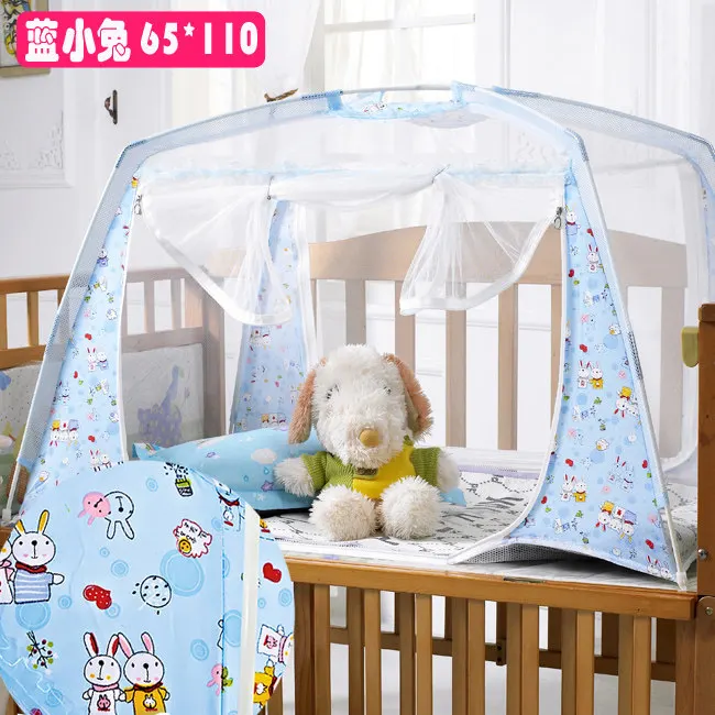 Милая мультяшная детская кровать, москитная сетка, складная кроватка, москитная сетка, палатка на молнии, детская кровать, навес для путешествий, детская палатка для кемпинга - Цвет: 8008lanxiaotu