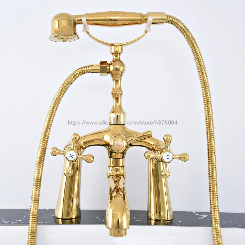 Luxury Gold Color Brass Bathroom Clawfoot Bath Tub Faucet Bathtub