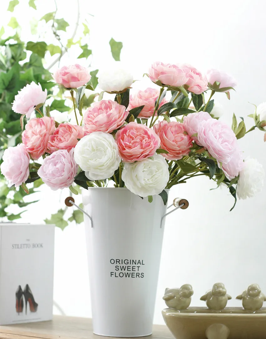 roses artificial peonies silk fabric flower fake flower wedding bouquet home decor  (128)