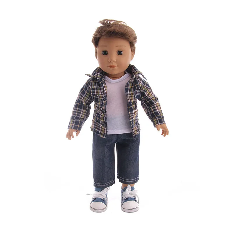 Кукольная одежда, Новый кукольный комплект из трех предметов, рубашка + футболка + джинсы для 18 дюймов, американские куклы для детей