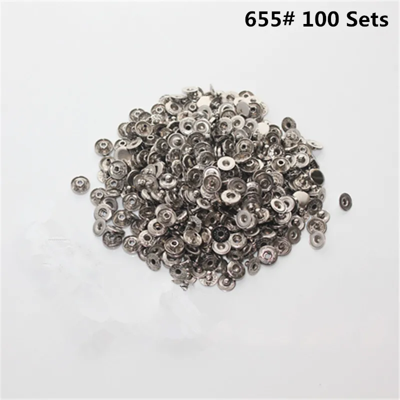 

100 sets of 655 copper metal snap button 1 cm silver wallet button coat metal buckle luggage shoes and hats gloves buttons
