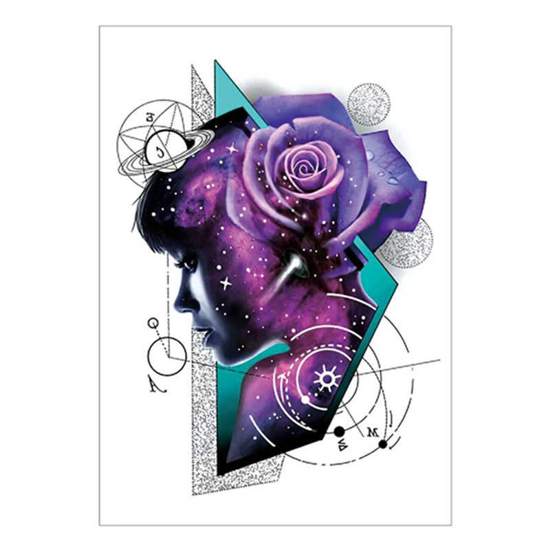 

Blue rose girl temporary tattoo sticker,15*21cm Flash Tattoo Stickers, Waterproof Fake Tatoo Henna Wall Sticker tools