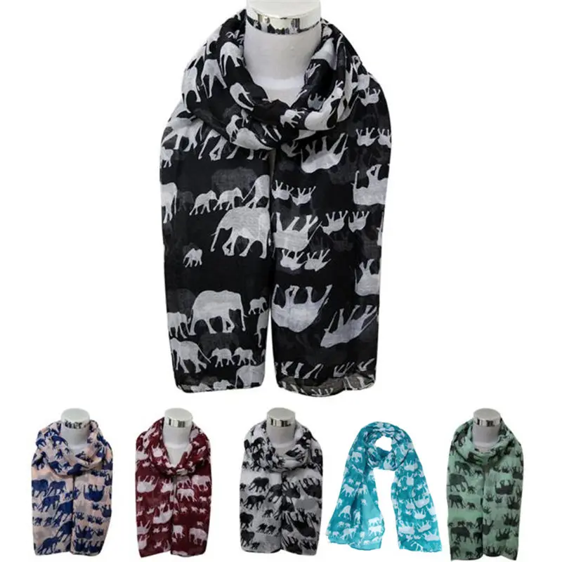 

Lady Womens Long Cute Elephant Print Scarf Wraps Shawl Soft handkerchief women's scarves handkerchief hijab scarf 40FE28