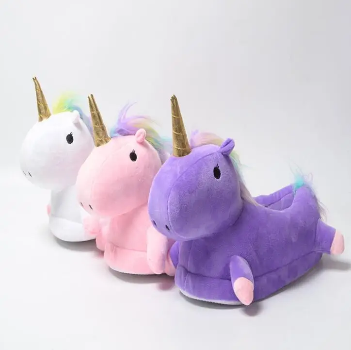 

Unicorn Slippers Winter Warm Women Home Slippers Cartoon Plush Chausson Licorne White Shoes Unicorn shoes family shoes ST219
