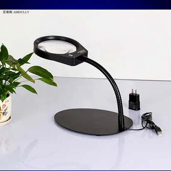 

Home 10 Desktop Magnifying Glass with LED Light Brightness Adjustable Elderly Reading Maintenance Tools Children Table Lamp