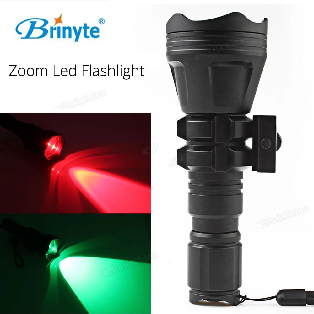 

Brinyte B158 Convex Lens Zoomable LED Flashlight Torch Waterproof Outdoor Tactical Hunting Flash Light Red / Green Light