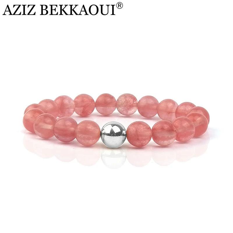 

Fashion Natural Stone Braclets For Women Pink Stone Elastic Brand Bracelets & Bangles Pulseras Summer Fresh Fine Jewelry