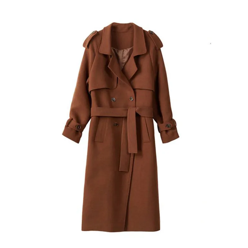 Новинка, Весенняя женская ветровка, модное двубортное пальто с длинным рукавом, приталенная длинная верхняя одежда, осенние пальто N807