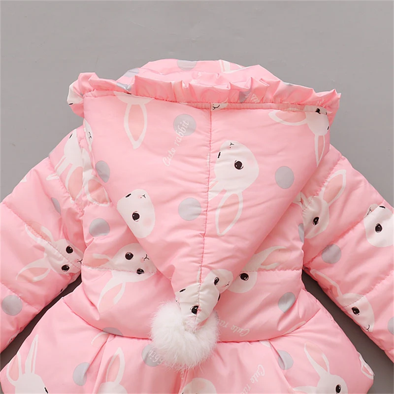 Alisenna зимние для маленьких девочек Теплая куртка с капюшоном хлопок вниз пальто зимняя одежда детская верхняя одежда спортивный лыжный комплект