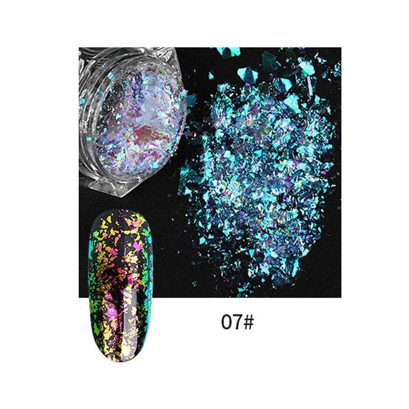 Nail Glitter Sequins Powder Holographic Spangles 3D Nail Art Decoration MH88 - Цвет: as picture