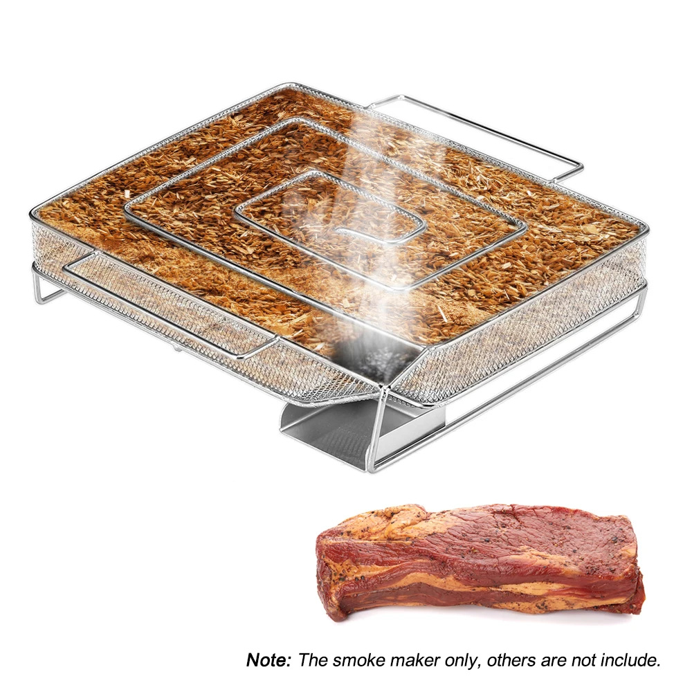 

Cold Smoke Generator Smoking Box Grill Mesh Smoker Wood Chips Burning Tool for BBQ Grill Cooking Meat Smoked Accessory
