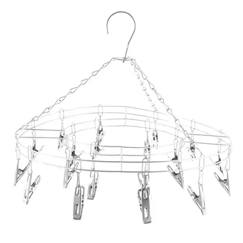

Stainless Steel 20-Clip Underwear Socks Scarf Towel Drying Rack Hanger Silver