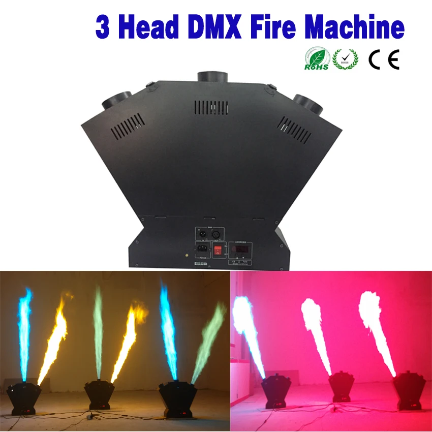

Hi-Quality Triple Fire Machine Stage Effect Equipment 3 Head DMX Fire Effect Machine Jet Up 2 Meter Stage Fire Machine DJ DMX512