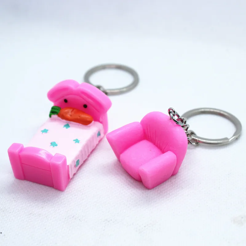 

New Personalized Imitation Furniture Lover's Keychains Unisex Fashion Creative Carrot Sofa Bed Keyring For Couple Jewelry Gifts