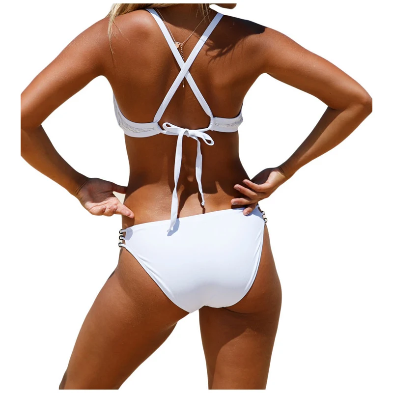 FS женский белый черный укороченный Топ Купальники для малышек комплект бикини