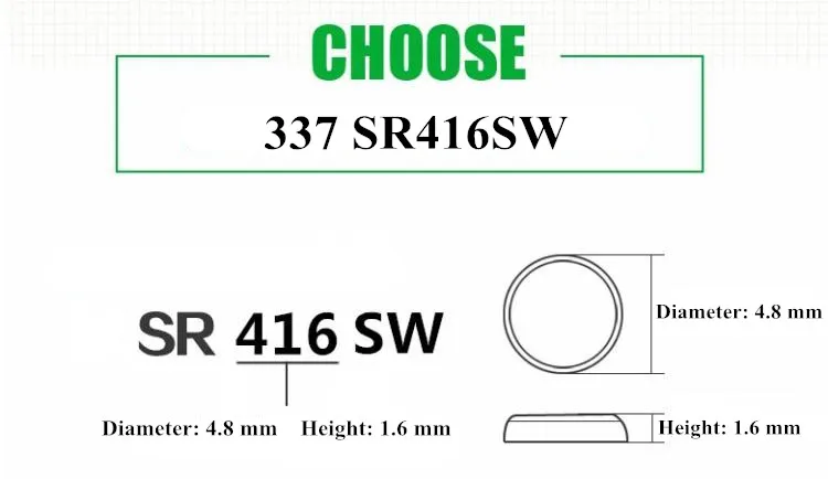 200 шт./лот Новинка 1,55 V оксида серебра 337 батарея SR416SW 623 D337 V337 SP337 батарейки таблеточного типа для маленький беспроводной наушник светодиодный