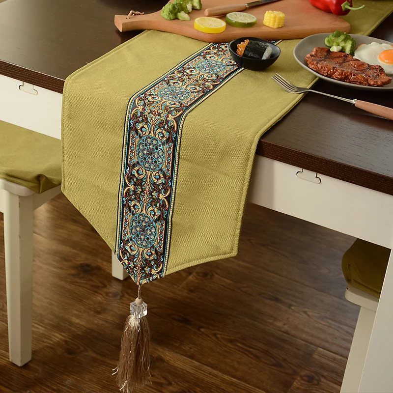 Chinese Traditional Table Runner With Fringe Luxury Patchwork Table Runners Home Decor Dresser Tea Dinner Table Runner Dustproof Chinese Traditional Table Runner With Fringe Luxury Patchwork Table Runners Home Decor Dresser Tea Dinner Table Runner Dustproof