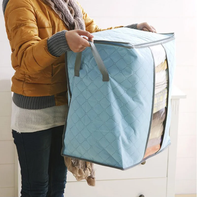 Travel Bags Storage Box Portable Organizer Fold Large Non Woven Breathable Bamboo Clothing Underbed Pouch Cube Suitcase FB0084 | Багаж и