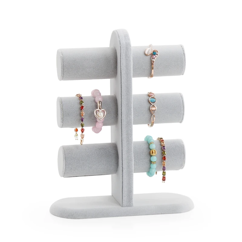 Gray Velvet Bracelets Display Holder Velvet Jewelry Display Stand