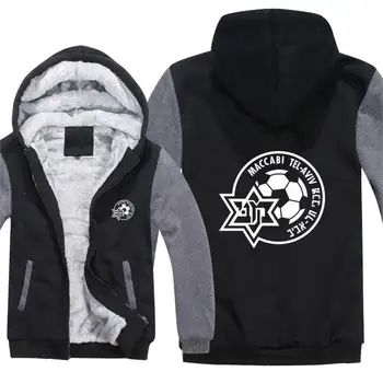 

Maccabi Tel Aviv Hoodies Men Coat Thicken Wool Liner Fleece Maccabi Tel Aviv Sweatshirts Pullover