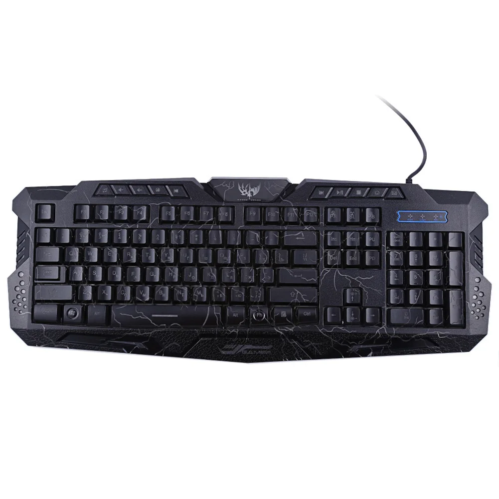 

114 Keys USB Wired Professional Gaming Keyboard Russian / English Version 3 Colors s LED Backlights for PC