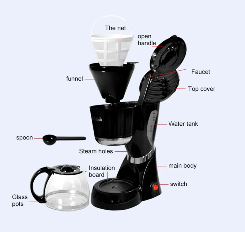 Автоматические кофемашины DIY капельного мини бытовой Кофе машина с Cafetera интеллектуальные Портативный Электрический Cafeteira Maker