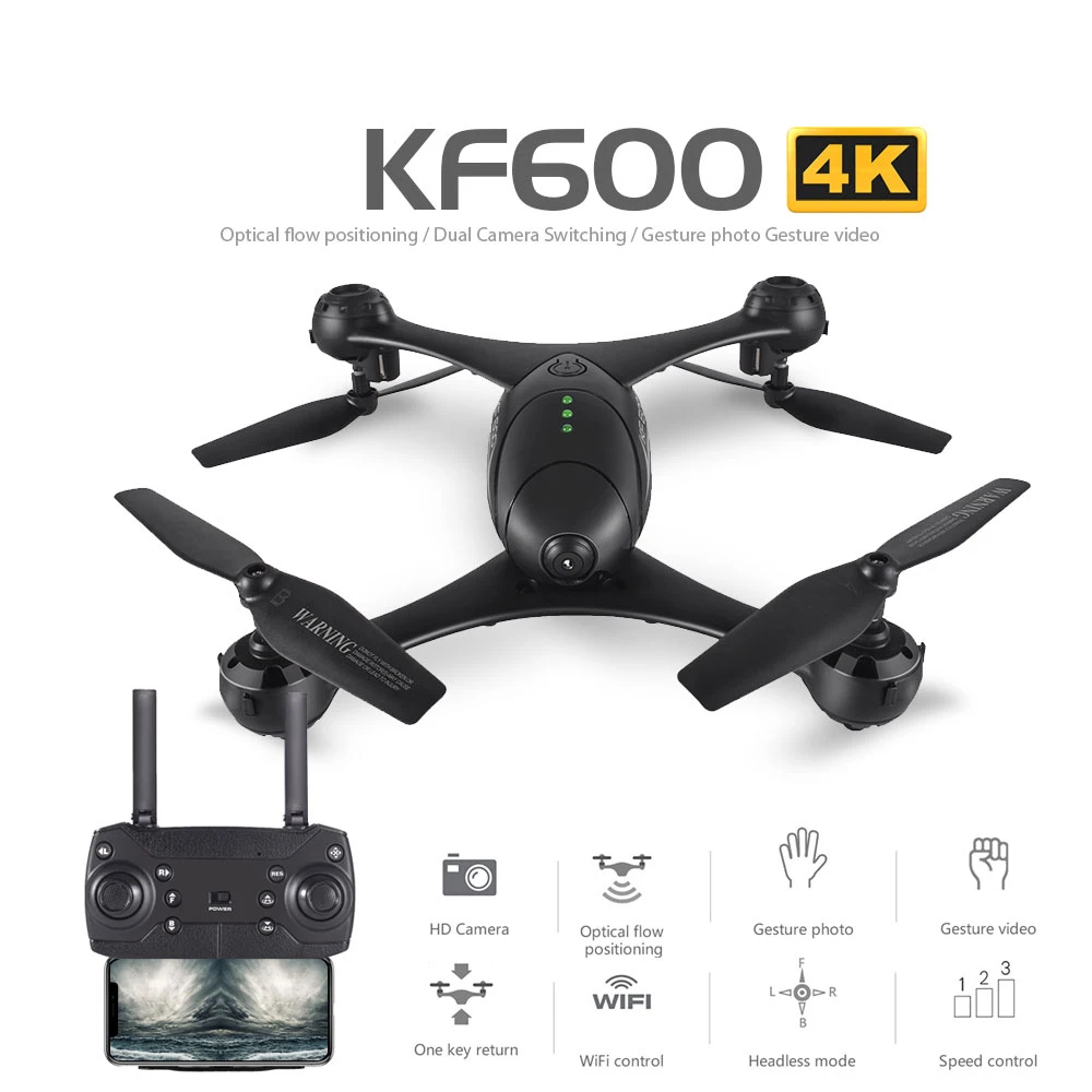 

KF600 RC Helicopter 720P or 4K Wifi FPV Dual Camera Optical Flow Positioning Gesture Control Altitude Hold Quadcopter Vs XS809HW