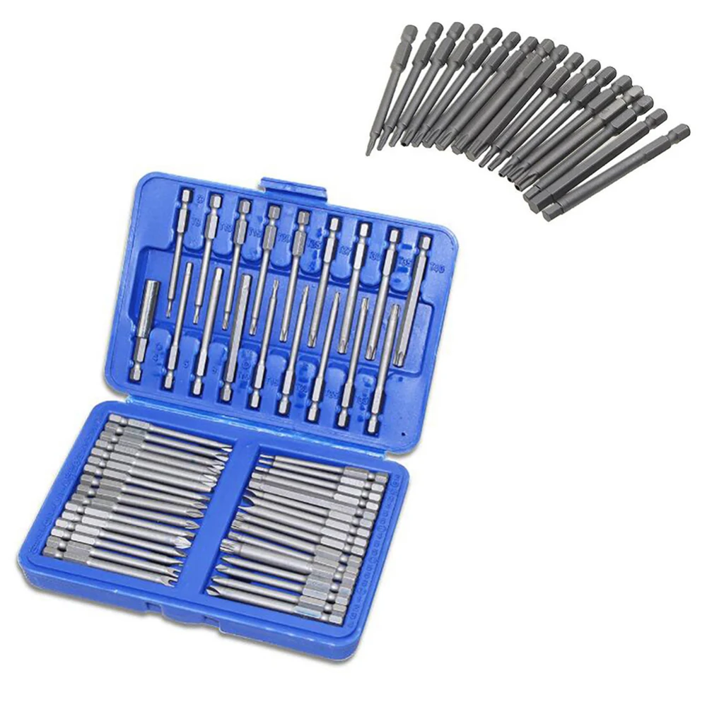 

50pcs Extra Long Reach Bit Set Security Screwdriver Bits Torx Star Hex new