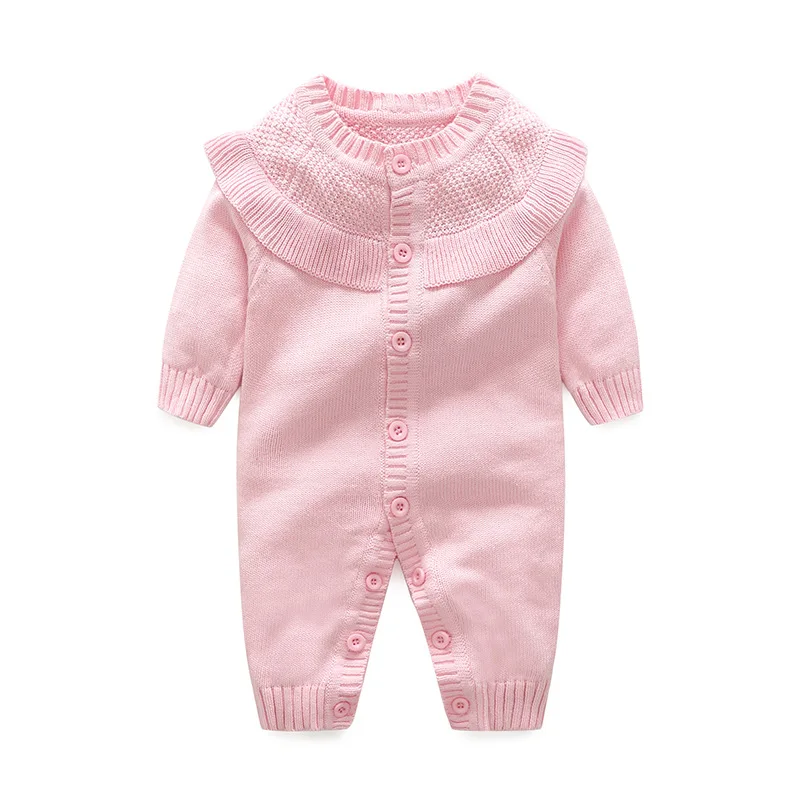 

Fashion Candy Color Baby Knitted Rompers Autumn Tiny Cottons Newborn Toddler Girls Jumpsuits Winter Warm Infant Kids Overall Top