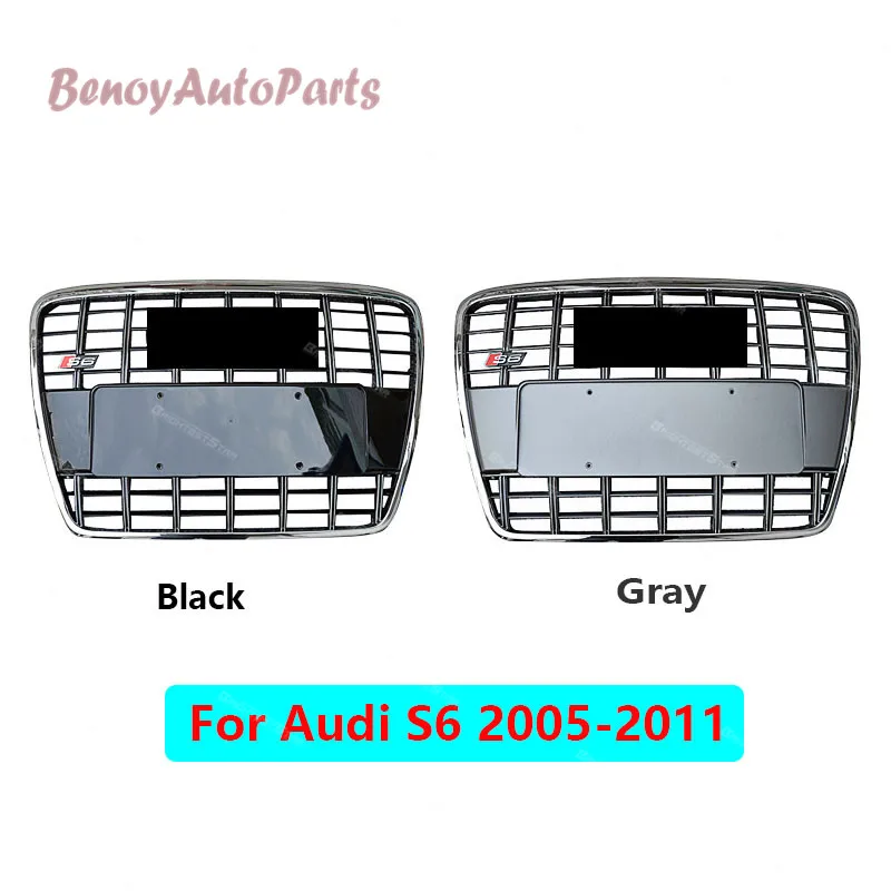 

Front Hood Bumper Grill Grille For Audi A6 Styling C6 2005-2011 Silver Insert Mesh Grille Auto Grills S6 Style Chrome