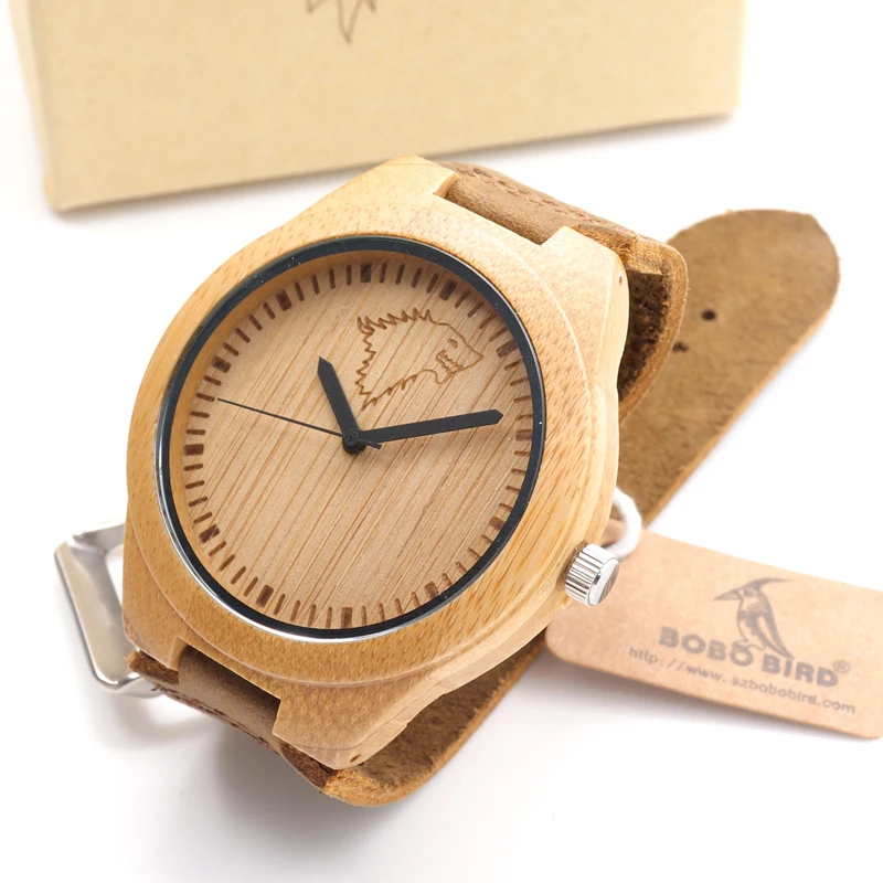 BOBO BIRD Top brand Men's Bamboo Wooden Watch Quartz Real Leather Strap Men Watches relojes finos de hombre