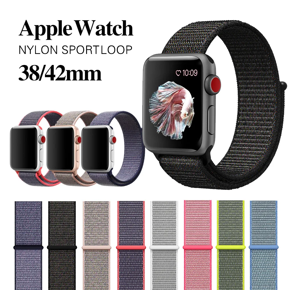 MU SEN Woven Nylon band strap for apple watch band 42mm 38 mm sport fabric nylon bracelet watchband for iwatch 3/2/1 black